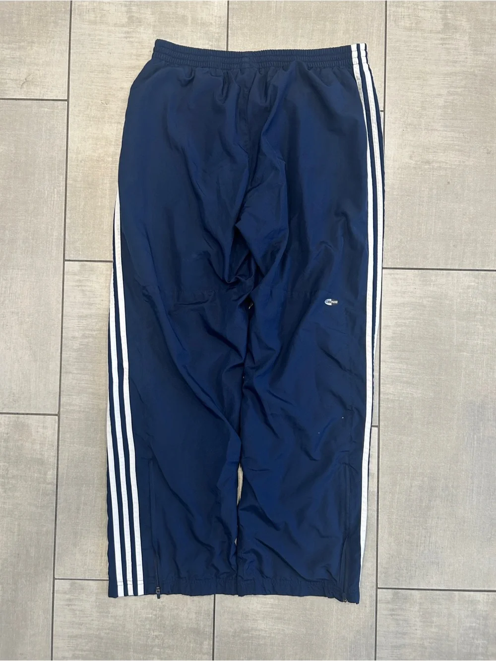 Adidas Navy Blue Three Stripe Windbreaker Track Pants Large
